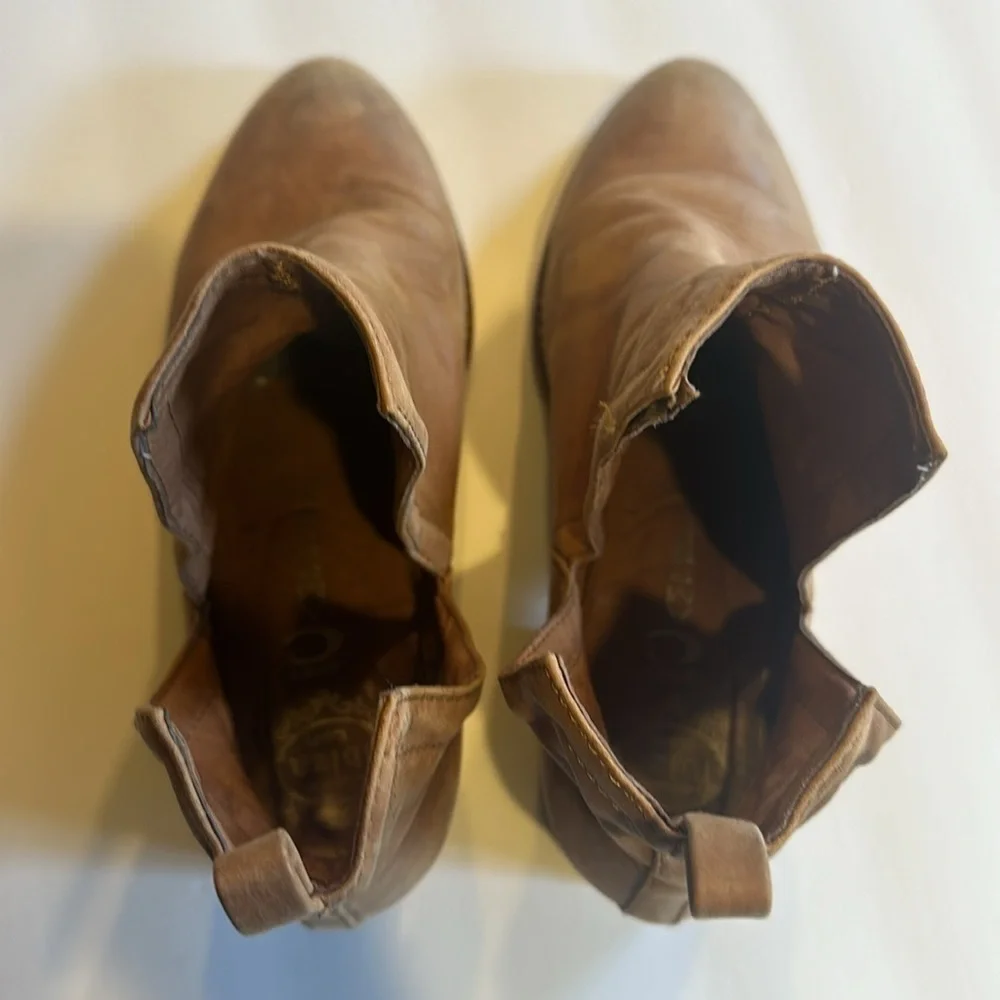 Jeffrey Campbell handmade Ibiza ankle split booties camel light tan with heel